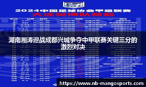 湖南湘涛迎战成都兴城争夺中甲联赛关键三分的激烈对决